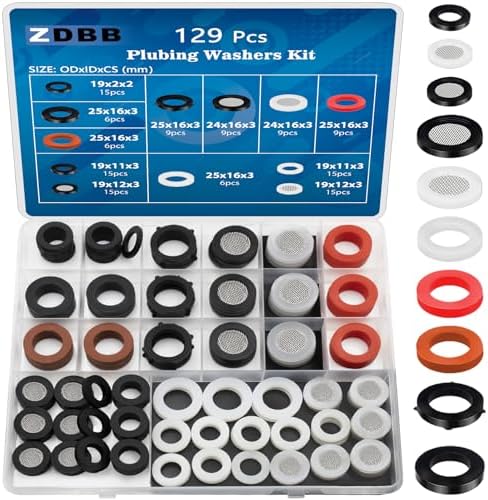 ZDBB 129 PCS Garden Hose Washers Shower Head Gaskets with Screen Filter by ZDBB