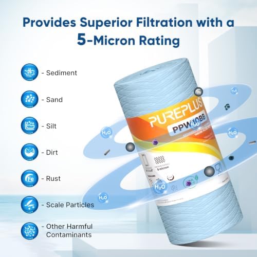 PUREPLUS 5 Micron 10 x 4.5 Whole House Water Filter for Well Water 2 Pack - Image 4