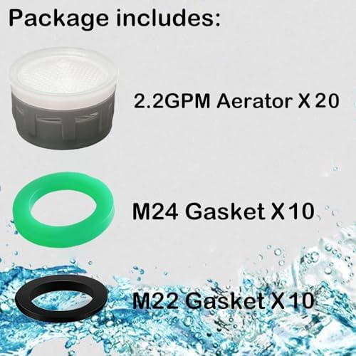 Faucet Aerator 1.2 GPM Flow Restrictor Plug-In Faucet Aerator Replacement Parts for Bathroom or Kitchen (white 20 Pieces) - Image 3