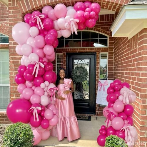 Pink Balloon Arch Kit, Hot Pink Balloons for Birthday Party Decorations - Image 2