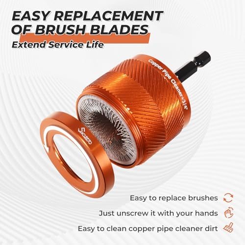 1" Metal Copper Pipe Cleaner,with 6PCS Replacement Brushes - Image 3