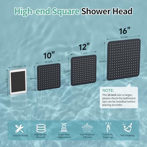 SR SUN RISE 12 Inch Rain Shower Head 304 Stailess Steel Matte Black High Pressure Rainfall Showerhead Water Saving - Image 3