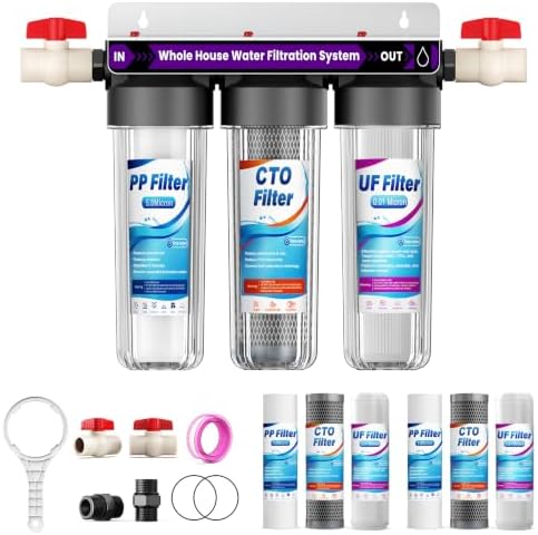 3-Stage Whole House Water Filter System, 0.01 Micron UF Filtration,9 Filter by DYLSDFQ