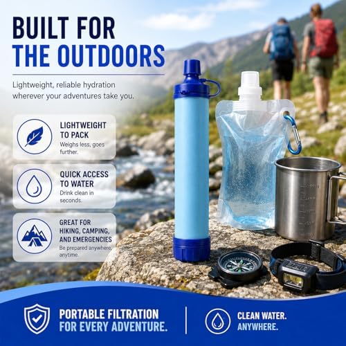 Straw, Pure Flow Water Filter Straw for Camping, Hiking, Travel, Biking, Survival, and Emergency Preparedness, No Expiration Date, Lightweight, Reusable (1PCS) - Image 5