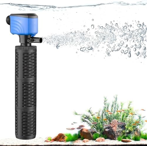 100-300 Gallon Submersible Aquarium Filter, Internel Fish Tank Filters for Large Tanks, Whisper Turtle Tank Filter for Small Pond, Saltwater & Freshwater, Deep Blue by Aulofee
