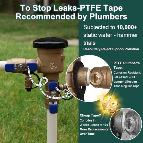 【UPC® Certified】3/4" Brass Pressure Vacuum Breaker, 400PSI Max, Heavy Duty Brass Sprinkler Backflow Preventer for Non-Potable Systems Like lawn Irrigation System and More - Image 5