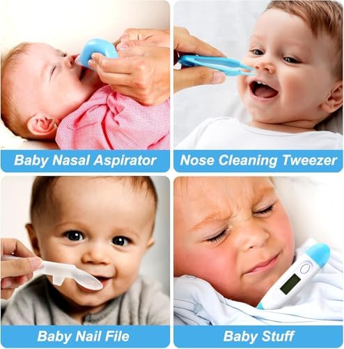 Baby Grooming Kit, Infant Safety Care Set with Hair Brush Comb Nail Clipper Nasal Aspirator,Baby Essentials Kit for Newborn Girls Boys (Blue) - Image 5