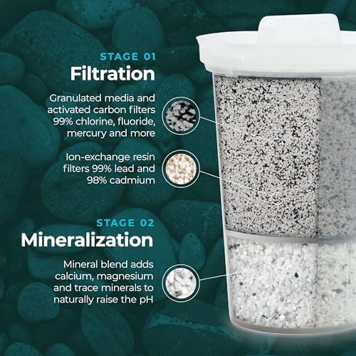 Single Replacement MINA Alkaline Water Fluoride Filter by Santevia | Single at Home Water Pitcher Filter Adds Minerals | Fluoride, Chlorine & Lead Filteration | American Filtration Media - Image 2