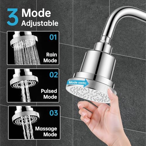 Aquaronvie Shower Head with Shower Filter, Filter Shower Head Chrome - Image 4