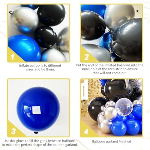 136pcs Royal Blue Black Balloon Garland Kit - 18/12/10/5 Inch Balloons - Image 3