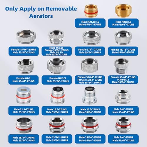 18-PCS Brass Faucet Adapter Kit, Metal Sink Faucet Aerator Adapter Sets - Image 2