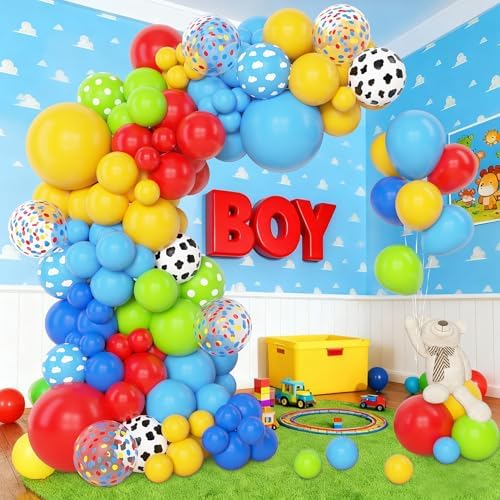Amandir 153Pcs Blue Red Yellow Balloon Arch Garland Kit Different Sizes - Image 5