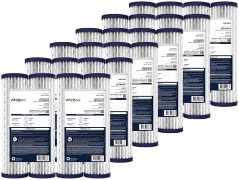 Whirlpool 10" x 2.5" Whole House Sediment Water Filters, WHKF-WHPL Pleated Filter, 20 Micron, NSF Certified Reduces Sand, Soil, Silt & Rust for Standard Filter Housings, 24-Pack by Unknown