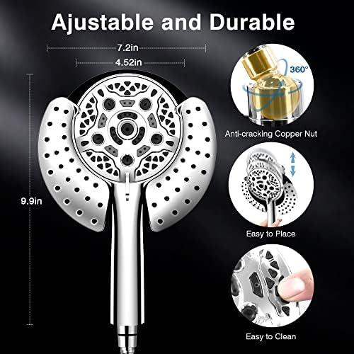 INAVAMZ 2 in 1 Shower Head with Handheld Combo High Pressure Silver 1.8 GPM - Image 5