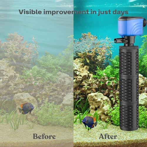 100-300 Gallon Submersible Aquarium Filter, Internel Fish Tank Filters for Large Tanks, Whisper Turtle Tank Filter for Small Pond, Saltwater & Freshwater, Deep Blue - Image 2