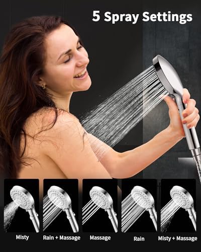FASDUNT Shower Head with Handheld, High Pressure Showerhead with Long Hose - Image 4