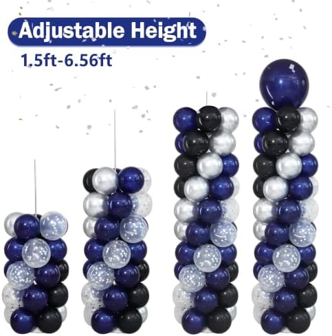Navy Blue Black and Silver Balloon Column Stand Kit Set of 2 for Floor - Image 6