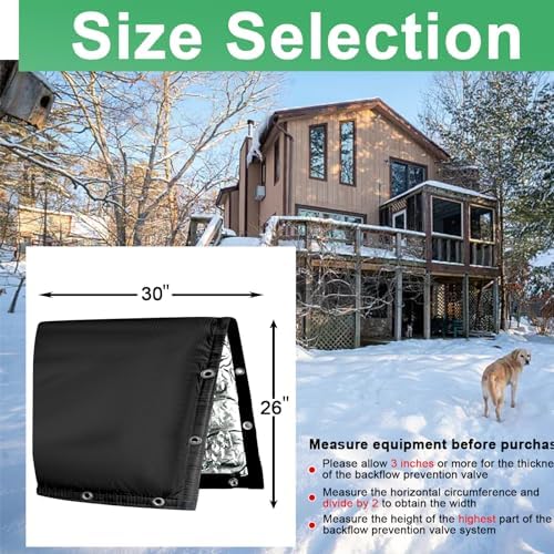 Backflow Preventer Insulated Cover (5F) 6-Layer Fabric Pipe Insulation for Water Well Pump and Sprinkler Valve Winter Freeze Protection UV Coated (30" W X 26" H) - Image 4