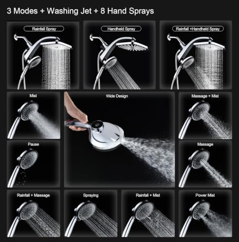 Rain Shower Head with Handheld Showerhead, Chrome 1.75GPM 460311 - Image 2