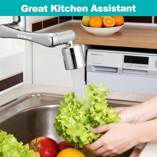 Spurtar 1440° Sink Faucet Extender, Faucet Aerator with Filter Swivel Silver Faucet Attachment, Multifunctional Rotatable Single Mode Fit for Bathroom Kitchen Tap G 1/2", 55/64",15/16" - Image 5