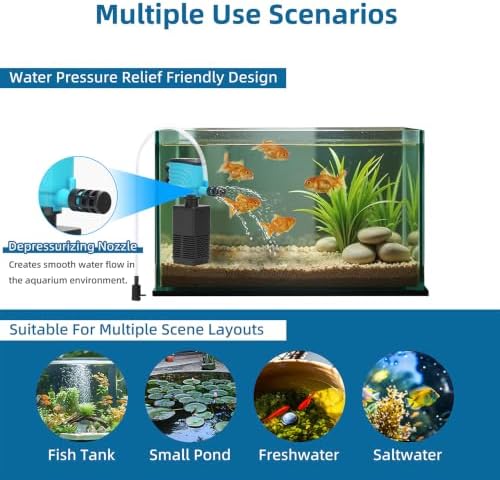 DaToo Aquarium Filter 15-35 Gallon Fish Tank Filter 210GPH Powerful Pump for Aquariums Adjustable Air Flow Submersible Internal Aquarium Filters for Pond Wavemaker Air Supply Freshwater and Saltwater - Image 6