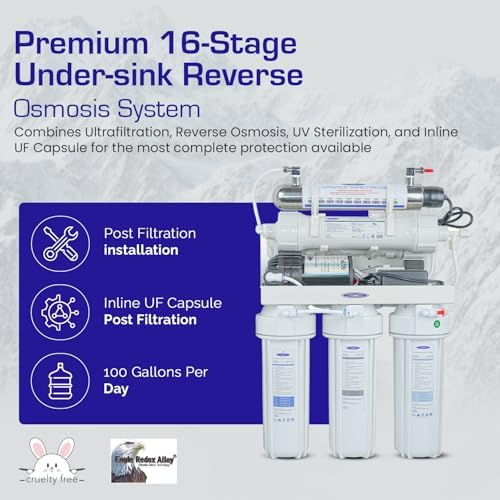 Crystal Quest Thunder Ultrafiltration/Carbon (GAC) - Reverse Osmosis Under Sink Water Filter – 14 Stages of Filtration + UV Filtration – Ultra & RO Membranes - Complete Installation Kit - 100 GPD - Image 2