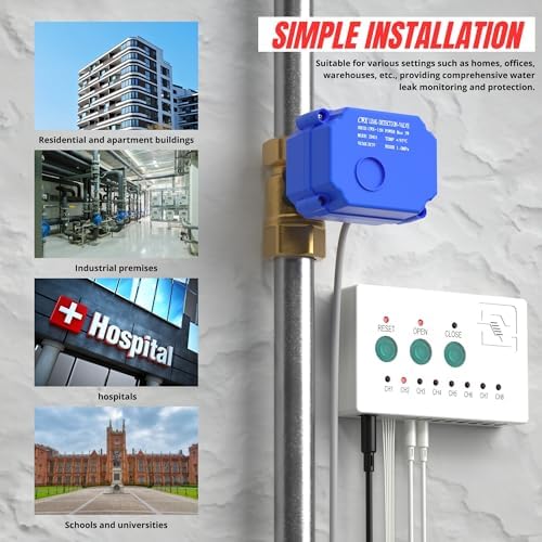 Water Leak Detector, Automatic Water Leak Alarm System, with 2X 3/4" NPT Shutoff Valves & 2 Sensors, Flood Prevention for Water Heater Laundry - Image 5