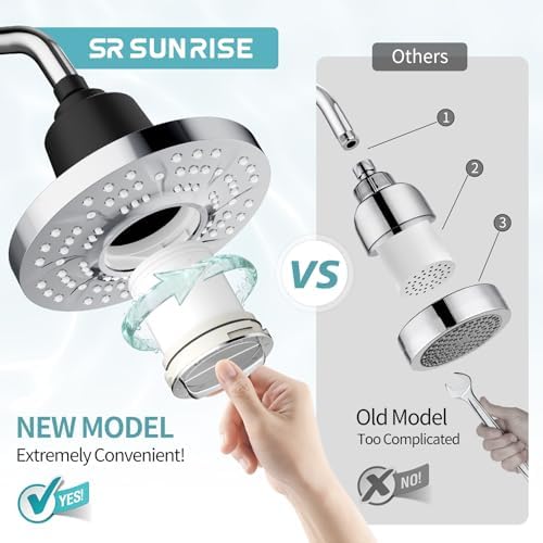 SR SUN RISE 7-Inch Filtered Shower Head with High Pressure Spray,Chrome - Image 5