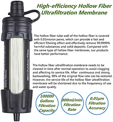 Outdoor Mini Water Filter,100000 Gallons Camping Water Filter,0.01μm Backpacking Water Filter for Hiking Emergency Wilderness Expedition - Image 2