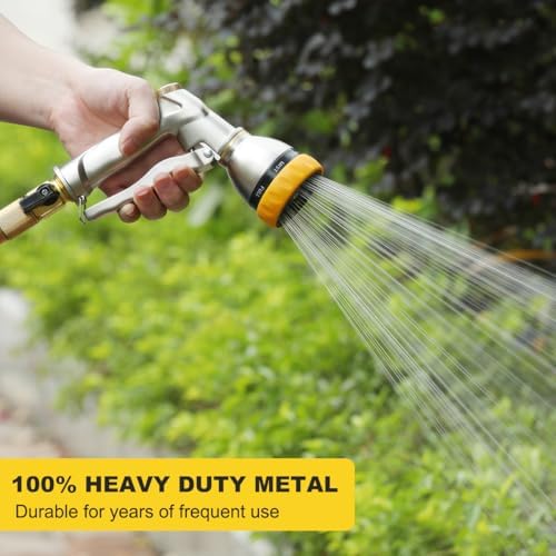 FANHAO Metal Garden Hose Nozzle Heavy Duty, 7 Adjustable Spray Patterns - Image 2