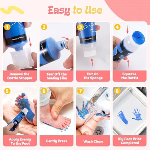 Nabance Baby Hand and Footprint Paint, Sponge Head, Baby Safe Paint, Blue - Image 4