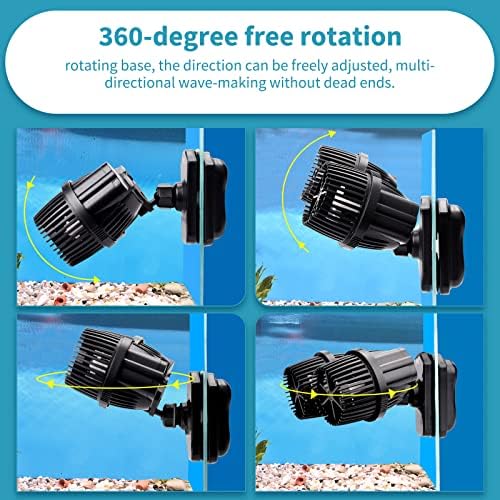 hygger 2100GPH Double Head Aquarium Wave Maker, Quiet 5W Aquarium Circulation Pump, with Strong Magnetic Suction Base, 360°Adjustable Power Head, for 40~110 Gal Tank - Image 2