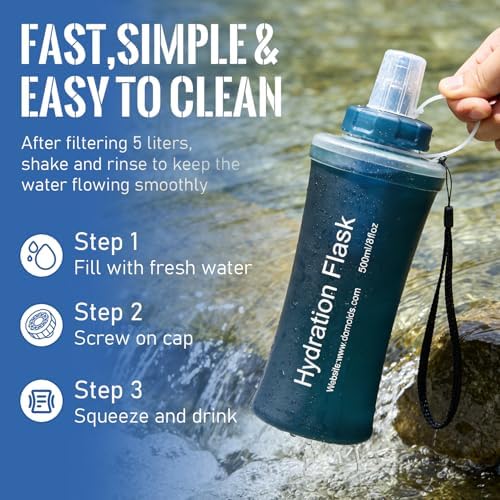 Collapsible Water Bottle with Filter for Travel Hiking Camping 700ML - Image 5