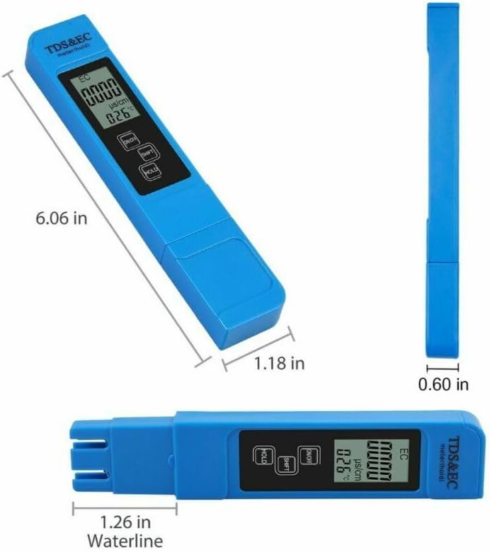 3 in 1 TDS Meter & EC Meter, Digital Water Tester, Easy to Use 0-9990 PPM Meter Kit, Compact for Drinking Water, Hydroponics, Plants, Aquarium, Pool. Not Include Battery CR2032,1Pcs - Image 6