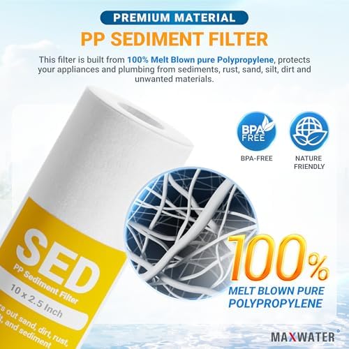 25 Pack of 10 Micron 10" x 2.5" Inch Polypropylene Sediment Filters compatible with 10" Standard RO Reverse Osmosis and WH Whole House Systems - Image 3