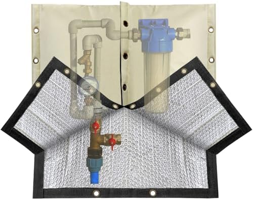 RICHIE 4-Way Opening Backflow Preventer Cover (5°F) Heavy-Duty 5-Layer Insulated Enclosure, All-Weather Protection for Outdoor Pipe, Irrigation Sprinkler Valve, Well Water Pump, 24" Wx24 H Beige by RICHIE