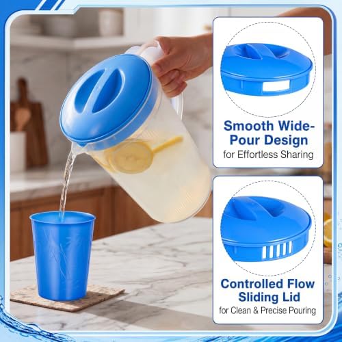 Willinglong 4 Set 2.3-Gallon Water Pitcher for party 16 Tumblers with Lid - Image 4
