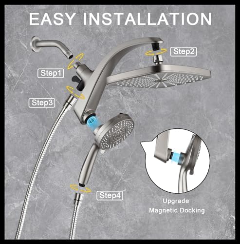 Rain Shower Head with Handheld Showerhead, Nickel 1.8GPM 460311 + Holder - Image 6