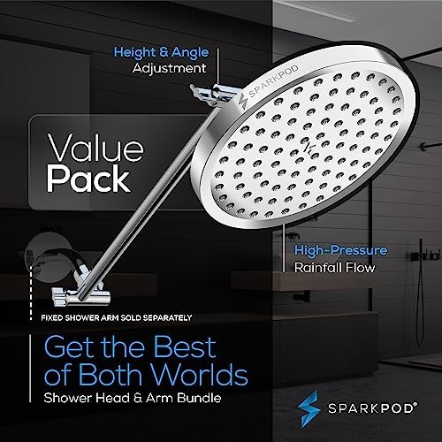 SparkPod 8" Round Rain Shower Head with 16" Shower Arm - Image 3