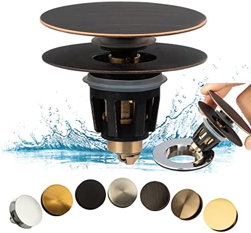 Artiwell Universal Bathroom Sink Drain Stopper, Fits Most Pop-Up Drains for Vessel Sink Lavatory Vanity, Sink Drain Strainer with Detachable Hair Catcher, Tested by Plumber in US (Oil Rubbed Bronze) by Artiwell