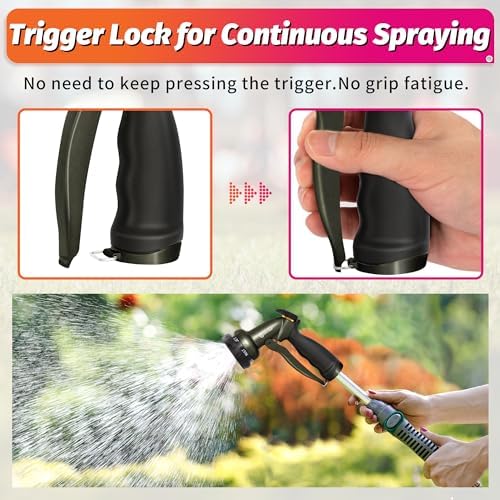 AUTOMAN Garden Hose Nozzle - 7 Patterns Sprayer, 100% Metal High Pressure Spray Nozzle, Labor-Saving Design, Heavy Duty Water Hose Nozzle for Garden Watering, Car Washing, Window Cleaning,Pets Bathing - Image 5