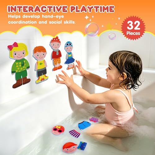 Baby Bath Toys for Kids Ages 1-3,32PCS Dress Up Foam Bath Toys - Image 3
