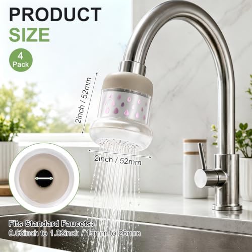 M METERXITY 4-Pack Mushroom Shaped Faucet Water Filter, Brown - Image 3