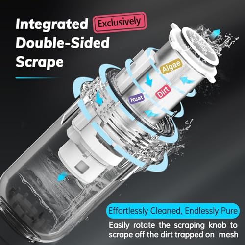 40 Micron Spin Down Sediment Filters With Scraper, Disassembly-Free Sediment Filter, Reusable Whole House Water Filter System for City/Well Water, 1" MNPT + 3/4" FNPT + 3/4"MNPT, BPA Free - Image 3