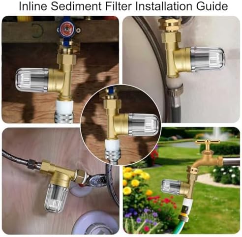 XZ02 50 Micron Reusable Washing Machine Water Filter, Compact Brass Washer Water Filter, for Washing Machine, Heater, Camping, Travel, Anti Scale Portable Sediment Filter - Image 6