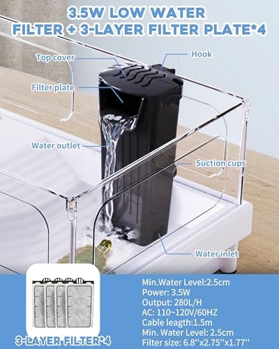 Moonorange Aquarium Filter, Fish Tank Filter 3.5W, Turtle Tank Filter, for Aquarium Reptile Tank Up to 15 Gallons, with 4 Cartridges (Black) - Image 2