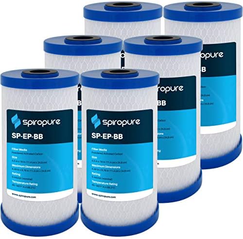 SpiroPure SP-EP-BB 10x4.5 Carbon Block Water Filter EP-BB CB-45-1005 6 Pack by SpiroPure