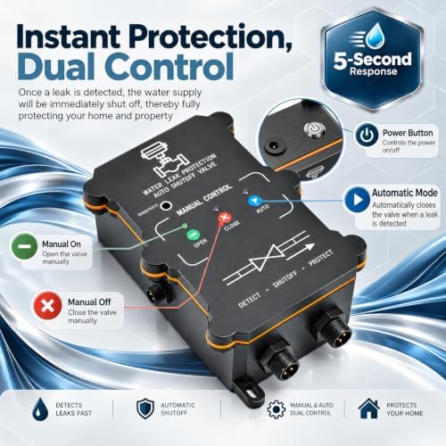 Washing Machine Leak Detector Kit with Automatic Shutoff, 3/4" Brass Valve - Image 3