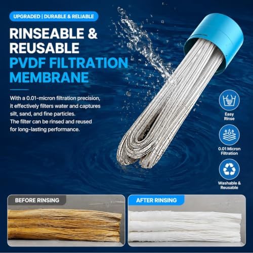 3-Pack 20 Inch PVDF UF Membrane Filter Cartridge, 0.01μm High-Capacity Washable Pre-Filter for Commercial RO Systems and Industrial Water Treatment - Image 6