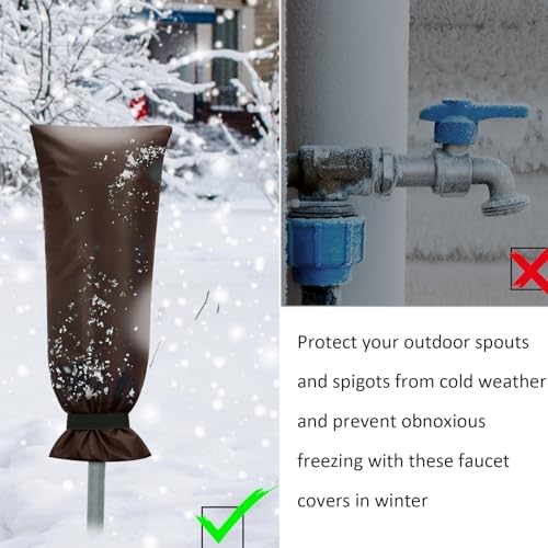 Frienda 2 Pcs Outdoor Faucet Cover for Winter Freeze Protection Large,Khaki - Image 4